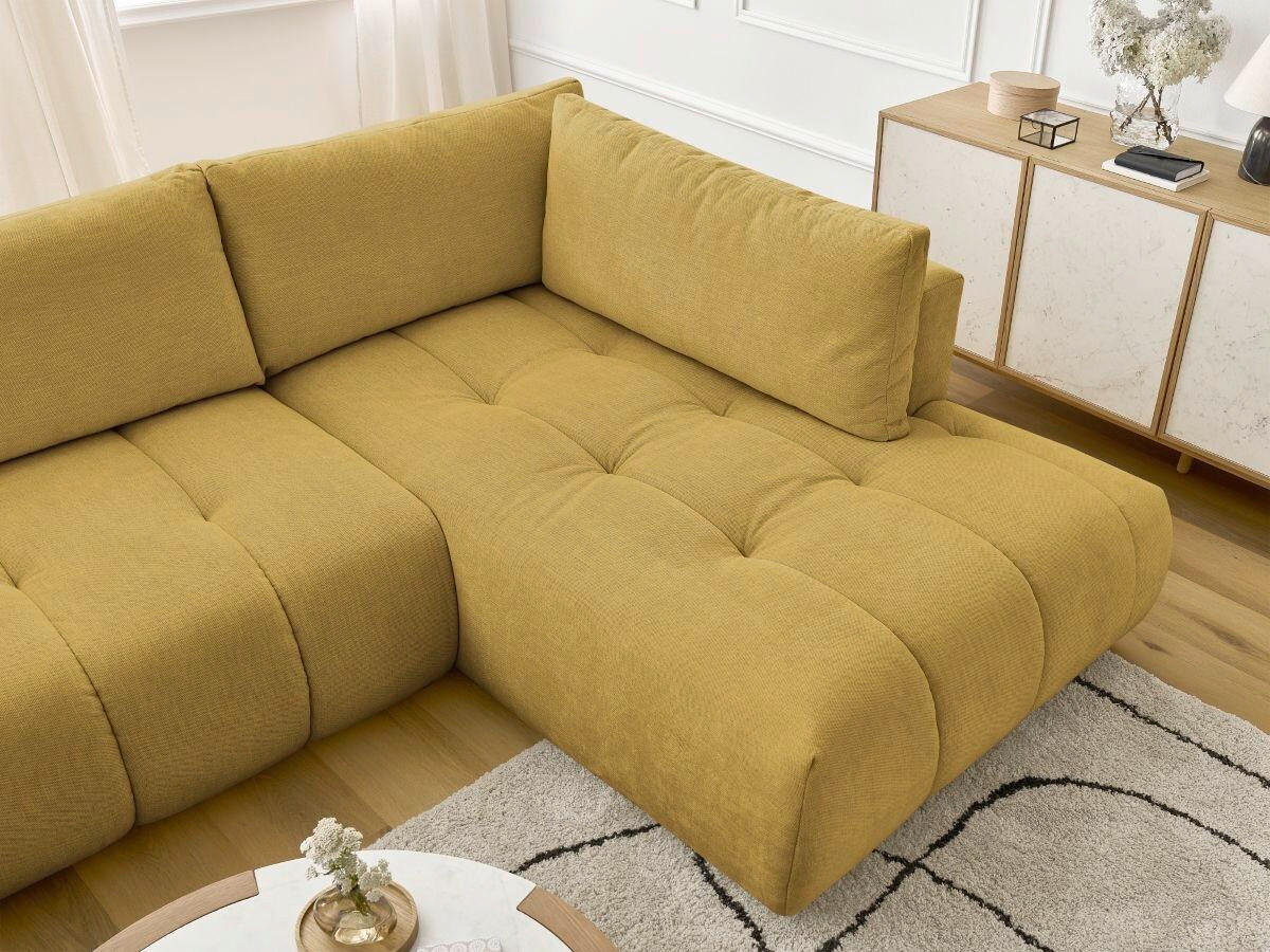 WOHNLANDSCHAFT  FUJI  Gelb Leinenoptik  - Gelb/Schwarz, MODERN, Kunststoff/Textil (160/377/204cm)