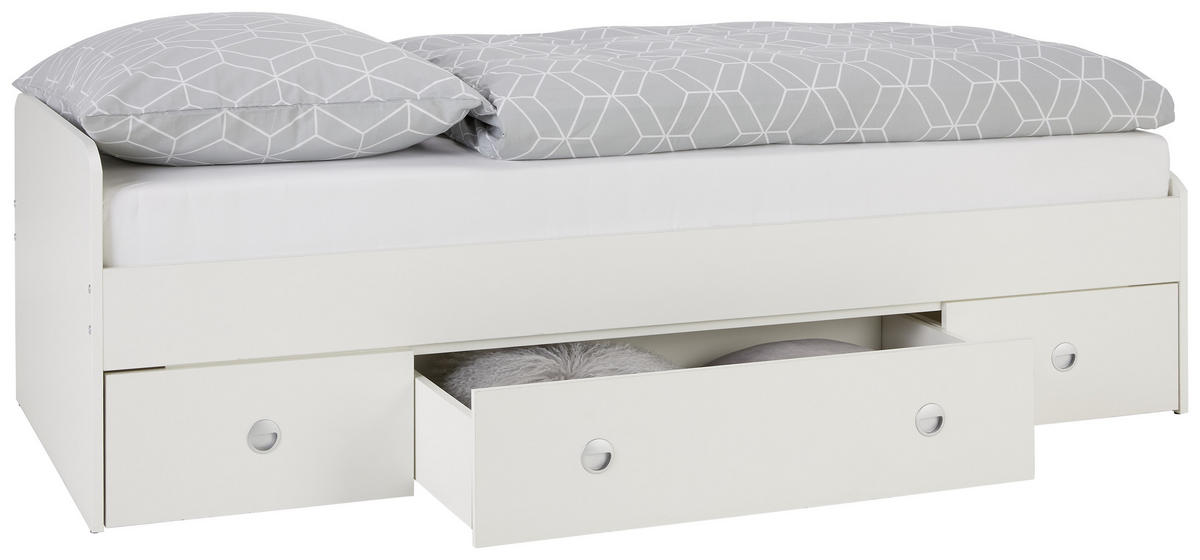 KREVET   90/200 cm   bijela  - bijela/crna, Konvencionalno, drvni materijal/plastika (90/200cm) - Ti'me