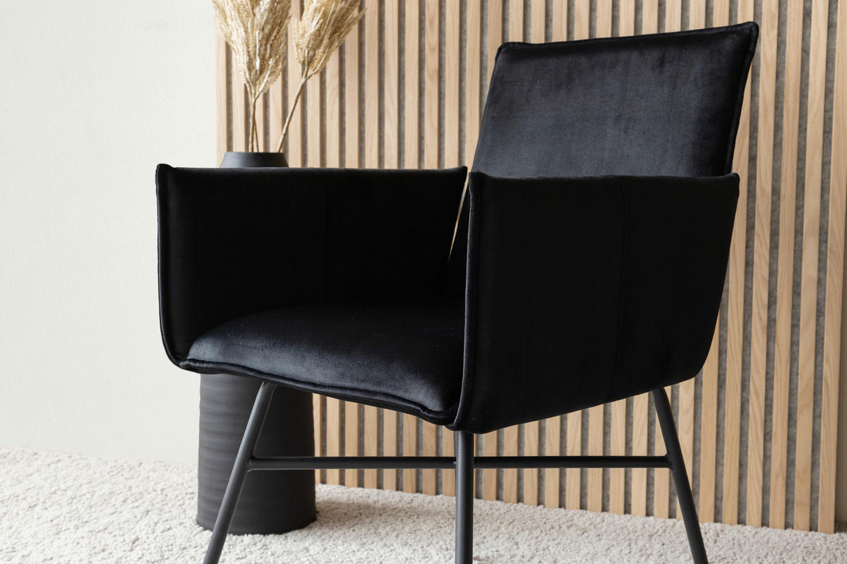 STOL stål sammet  - svart, Design, metall/textil (57/87/60cm) - Livetastic