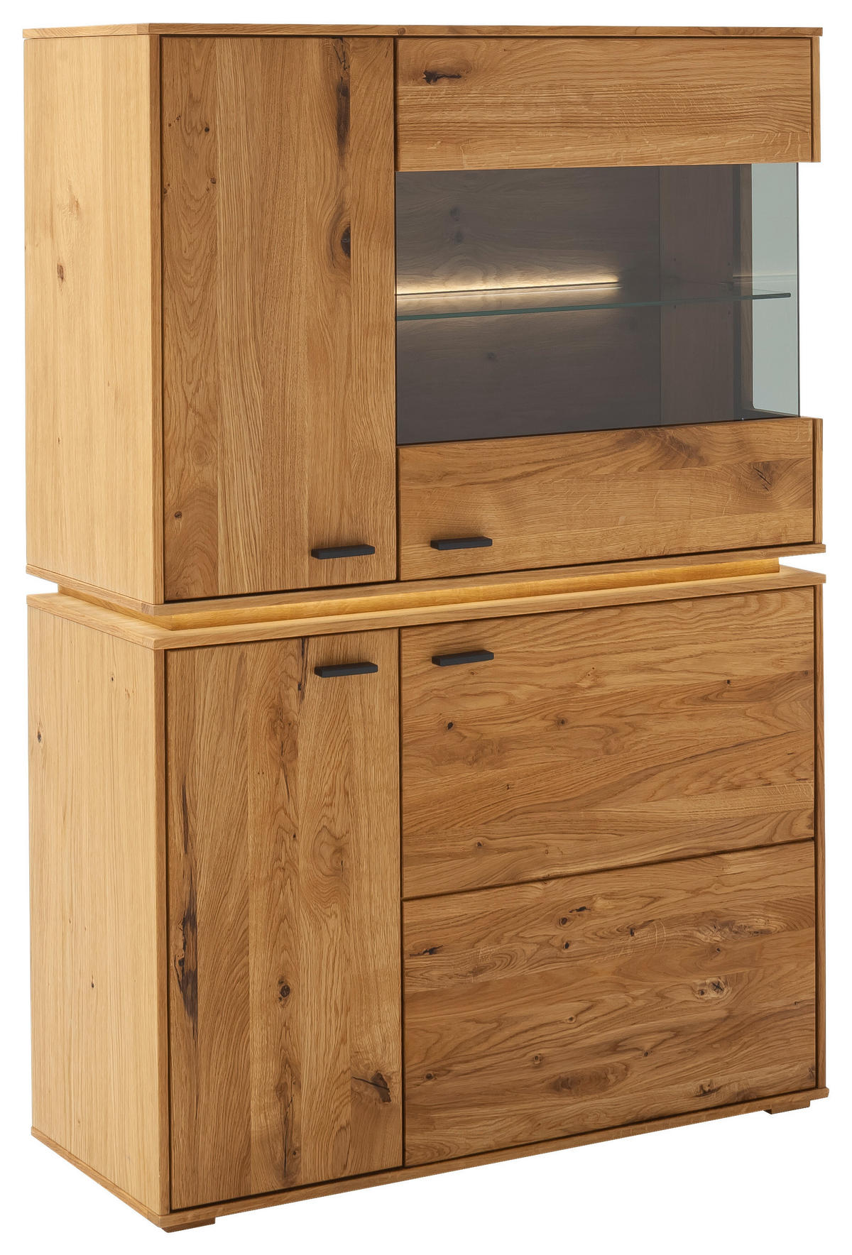 HIGHBOARD  in 93/137/38 cm  - Wildeiche/Anthrazit, Natur, Glas/Holz (93/137/38cm) - MID.YOU