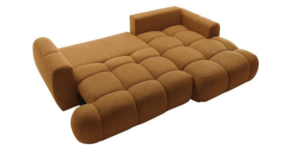 ECKSOFA Dunkelgelb Struktur Rückenkissen, Bettkasten, Schlaffunktion, Rücken echt, Liegefläche im Originalstoff  - Dunkelgelb/Schwarz, KONVENTIONELL, Kunststoff/Textil (272/172cm) - Carryhome