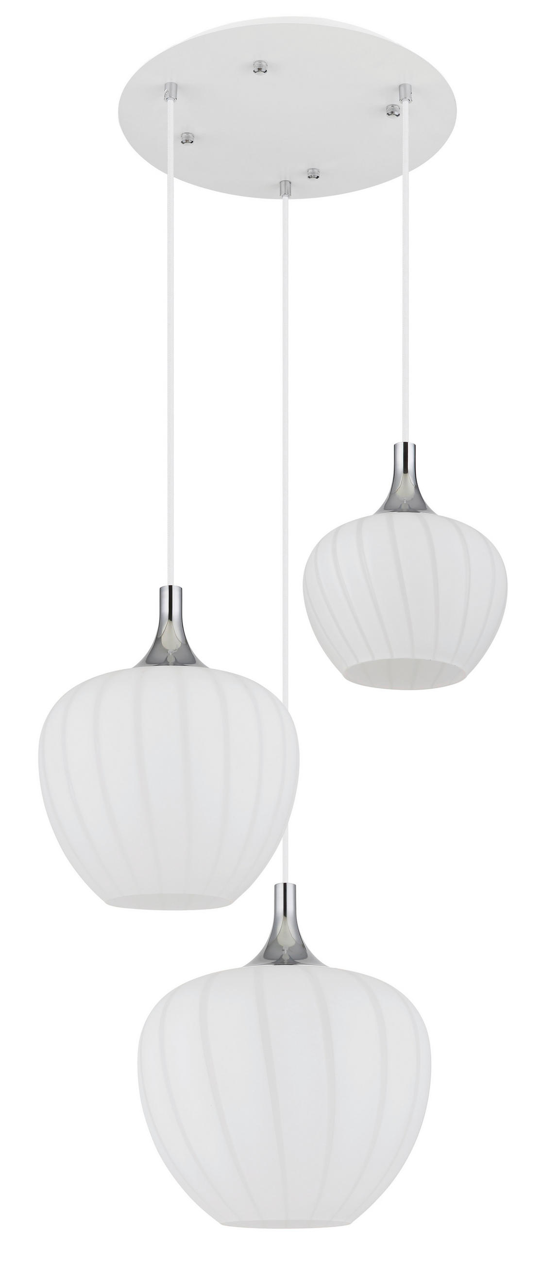 HÄNGLAMPA 48/120 cm  - vit/kromfärg, Klassisk, metall/glas (48/120cm) - Globo