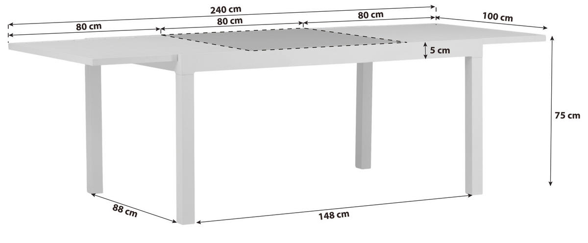 GARTENTISCH Metall Schwarz rechteckig  - Schwarz, KONVENTIONELL, Metall (160/100/75cm) - Gardenson
