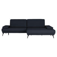 ECKSOFA Echtleder Dunkelblau  - Schwarz/Dunkelblau, Konventionell, Leder/Metall (301/180cm) - Joop!