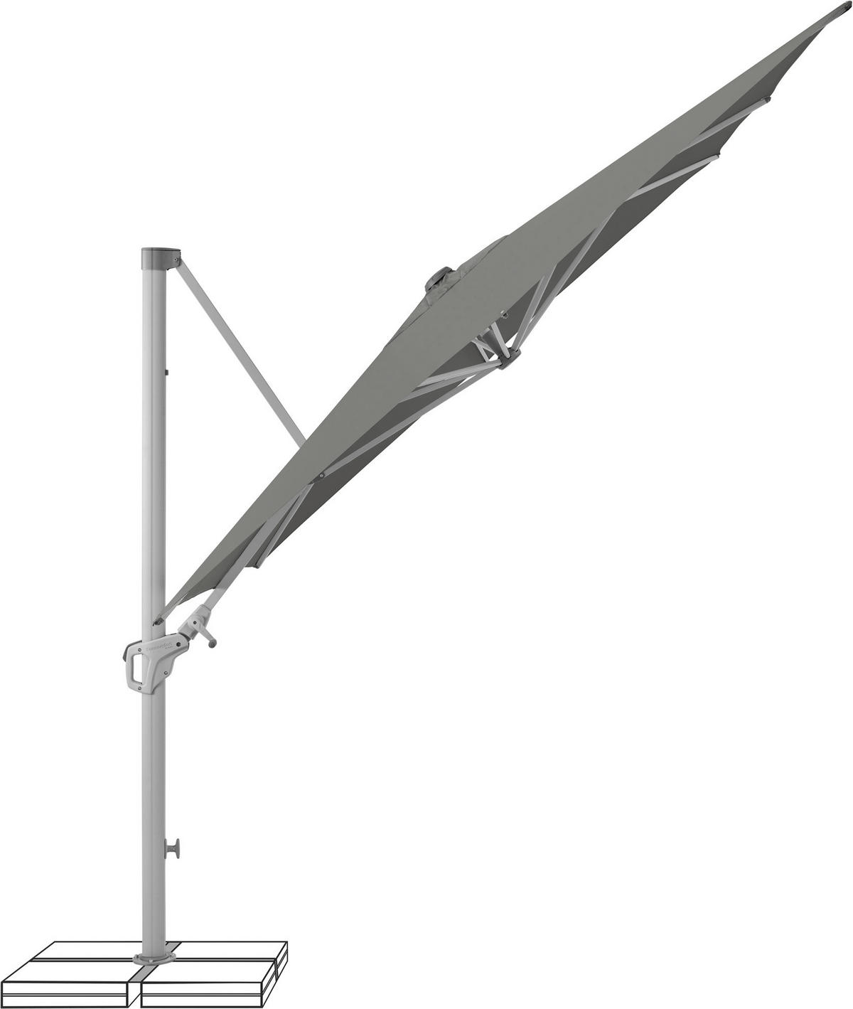 AMPELSCHIRM 250 cm  - Silberfarben/Grau, KONVENTIONELL, Textil/Metall (250/250cm) - Suncomfort by Glatz