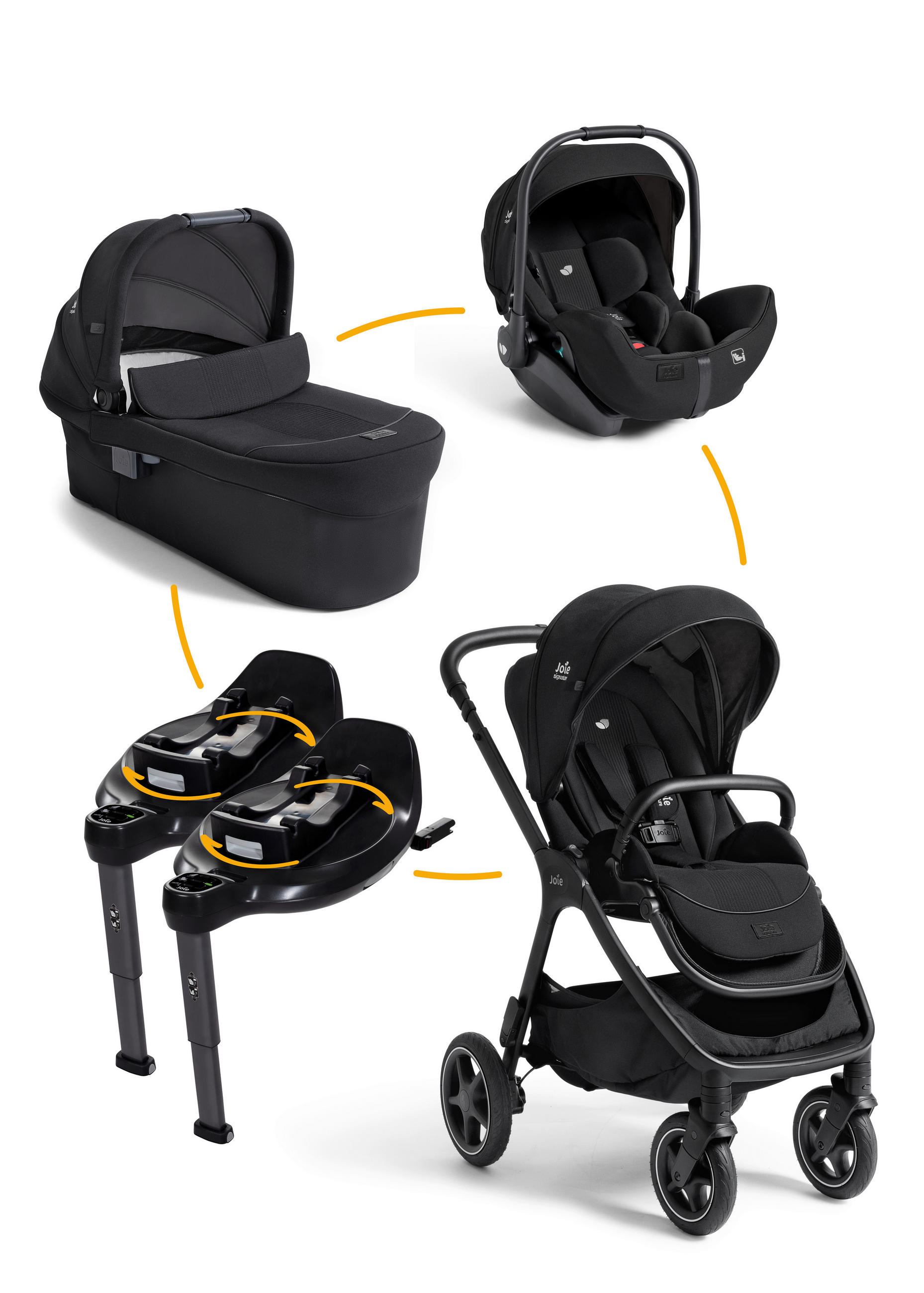 KINDERWAGENSET  Finiti Bundle  Eclipse  - Schwarz, Basics, Metall (63/111/84cm) - JOIE SIGNATURE