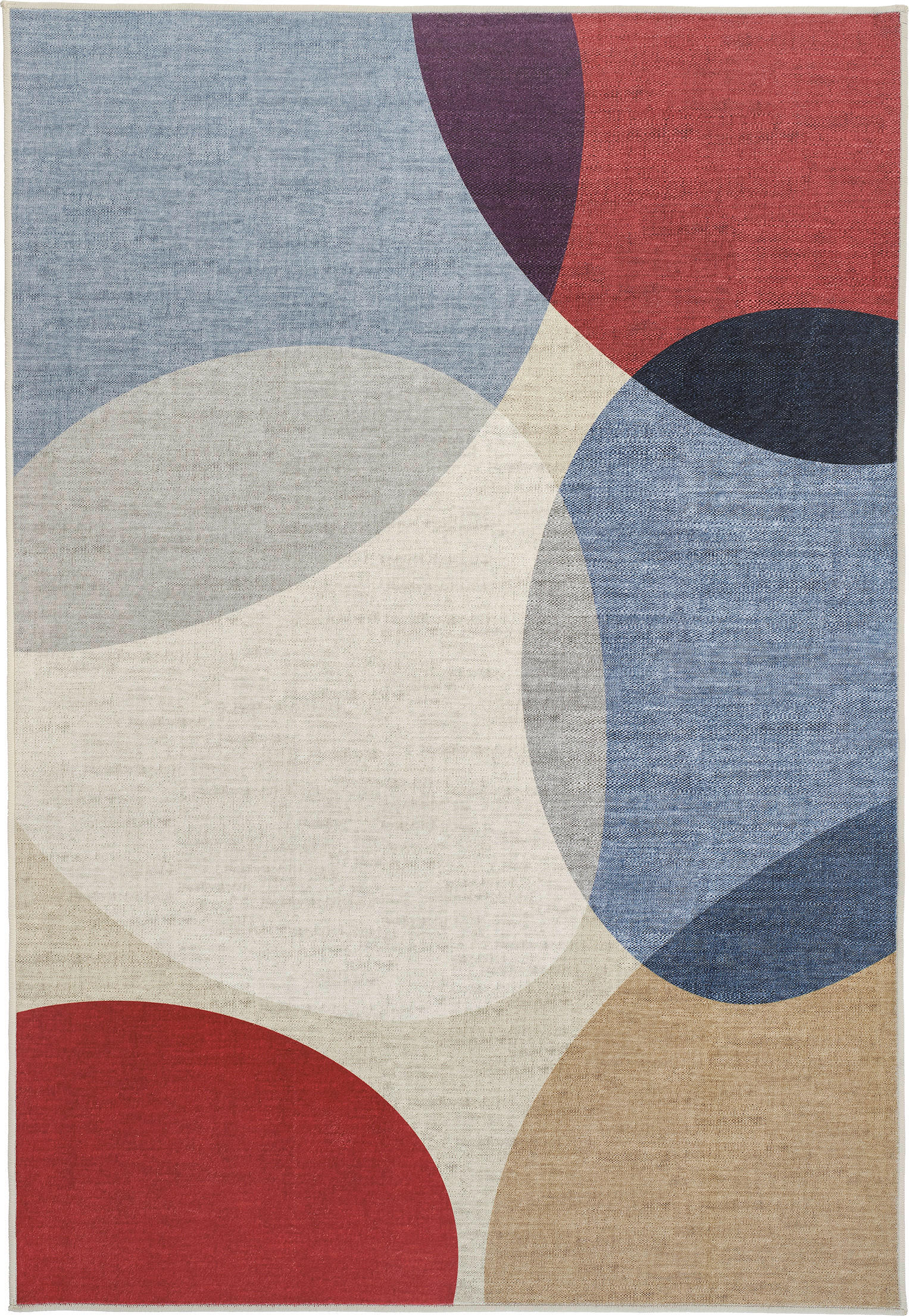 VINTAGE-TEPPICH 130/190 cm CORTEA NAYRA, waschbar Creme, Dunkelrot, Blaugrau rechteckig  - Blaugrau/Creme, Design, Kunststoff/Textil (130/190cm) - Lindorug