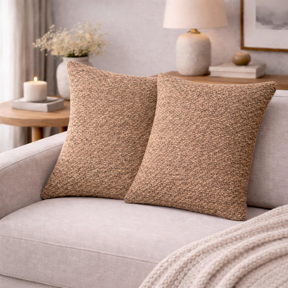 KISSENHÜLLEN-SET FJELLA 40/40 cm  - Cappuccino, Basics, Textil (40/40cm)