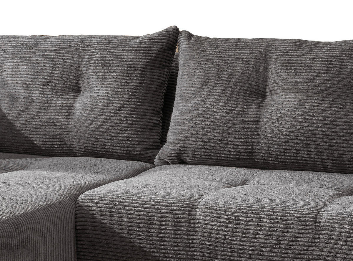 ECKSOFA Grau Cord  - Schwarz/Grau, MODERN, Holz/Textil (177/246cm) - MID.YOU