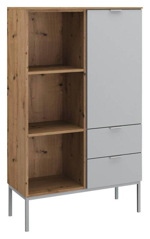 KOMMODE in 80/138/42 cm - Eichefarben/Alufarben, Trend, Holzwerkstoff/Kunststoff (80/138/42cm) - Stylife