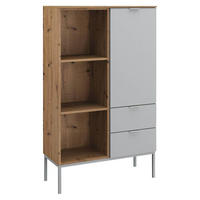 KOMMODE 80/138/42 cm  in Grau, Eichefarben  - Eichefarben/Alufarben, Trend, Holzwerkstoff/Kunststoff (80/138/42cm) - Stylife
