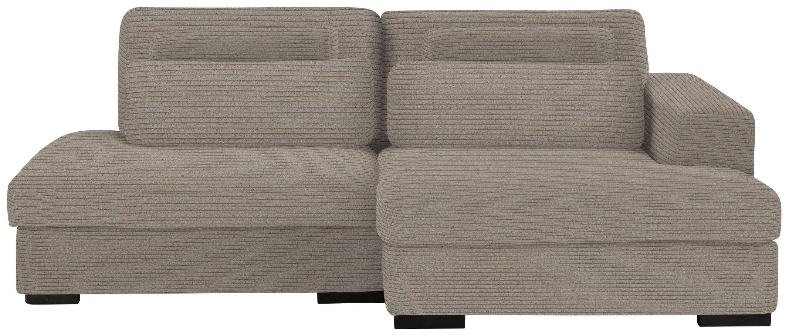 ECKSOFA in Cord, Velours Taupe  - Taupe/Schwarz, Design, Kunststoff/Textil (223/158cm) - Lomoco