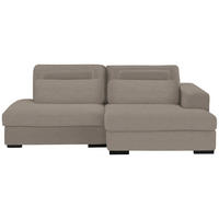 ECKSOFA in Cord, Velours Taupe  - Taupe/Schwarz, Design, Kunststoff/Textil (223/158cm) - Lomoco