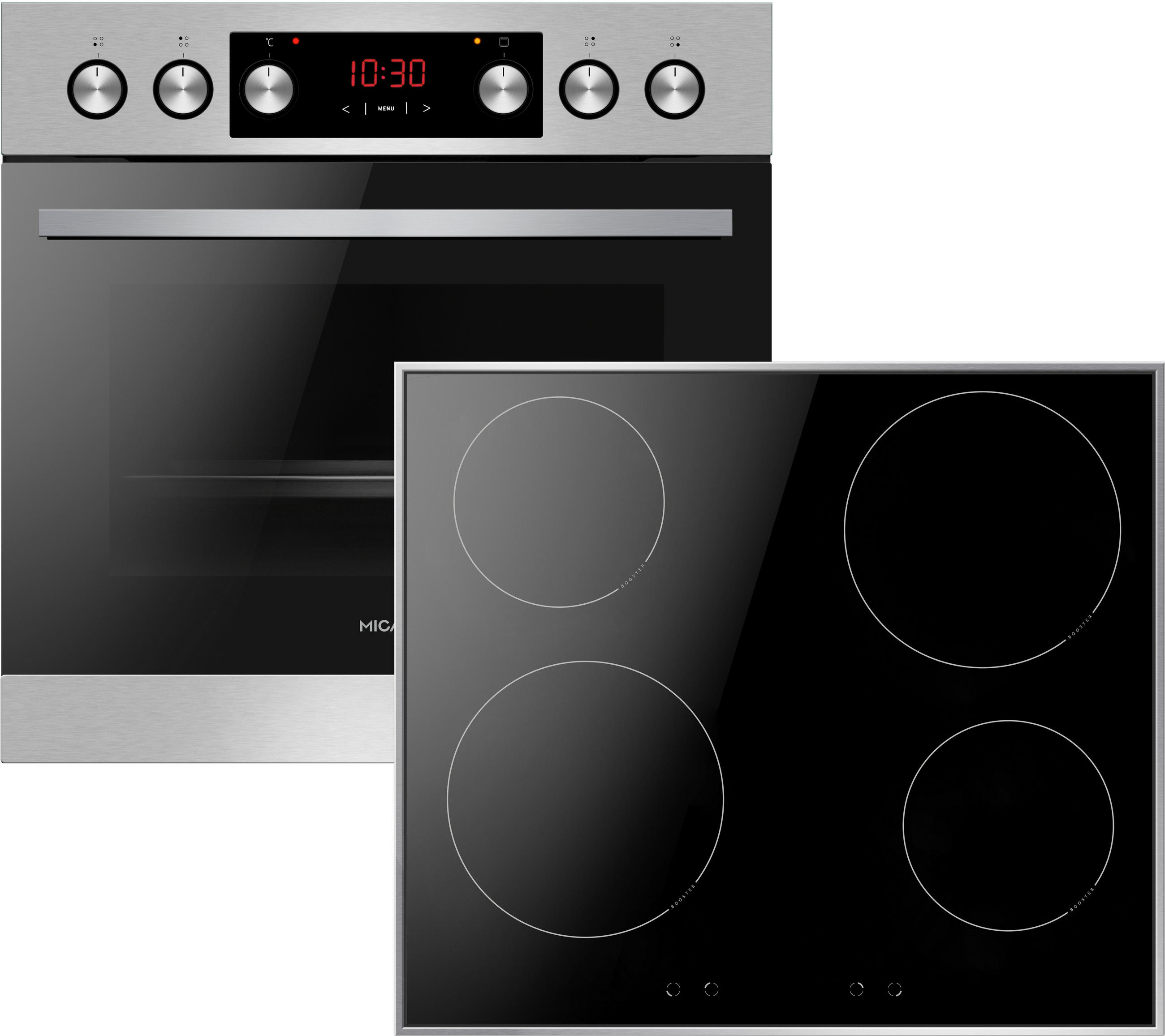 HERDSET 90200  - Edelstahlfarben/Schwarz, Basics, Glas/Metall (51/58cm) - Mican