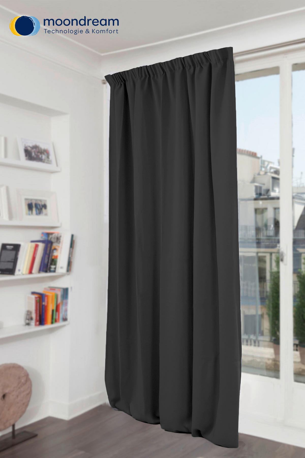 WÄRMESCHUTZVORHANG Verdunkelung  - Anthrazit, Design, Textil (145/260cm)
