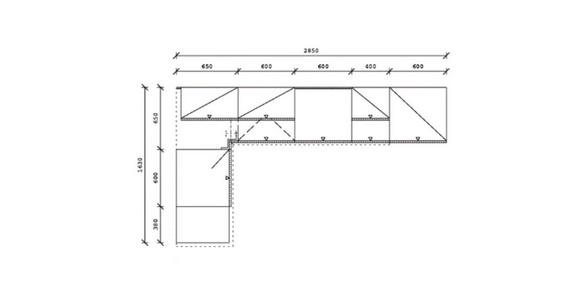 KÜCHENLEERBLOCK  285/163 cm  in Eichefarben, Magnolie  - Dunkelgrau/Eichefarben, ROMANTIK / LANDHAUS, Holzwerkstoff/Metall (285/163cm) - Xora