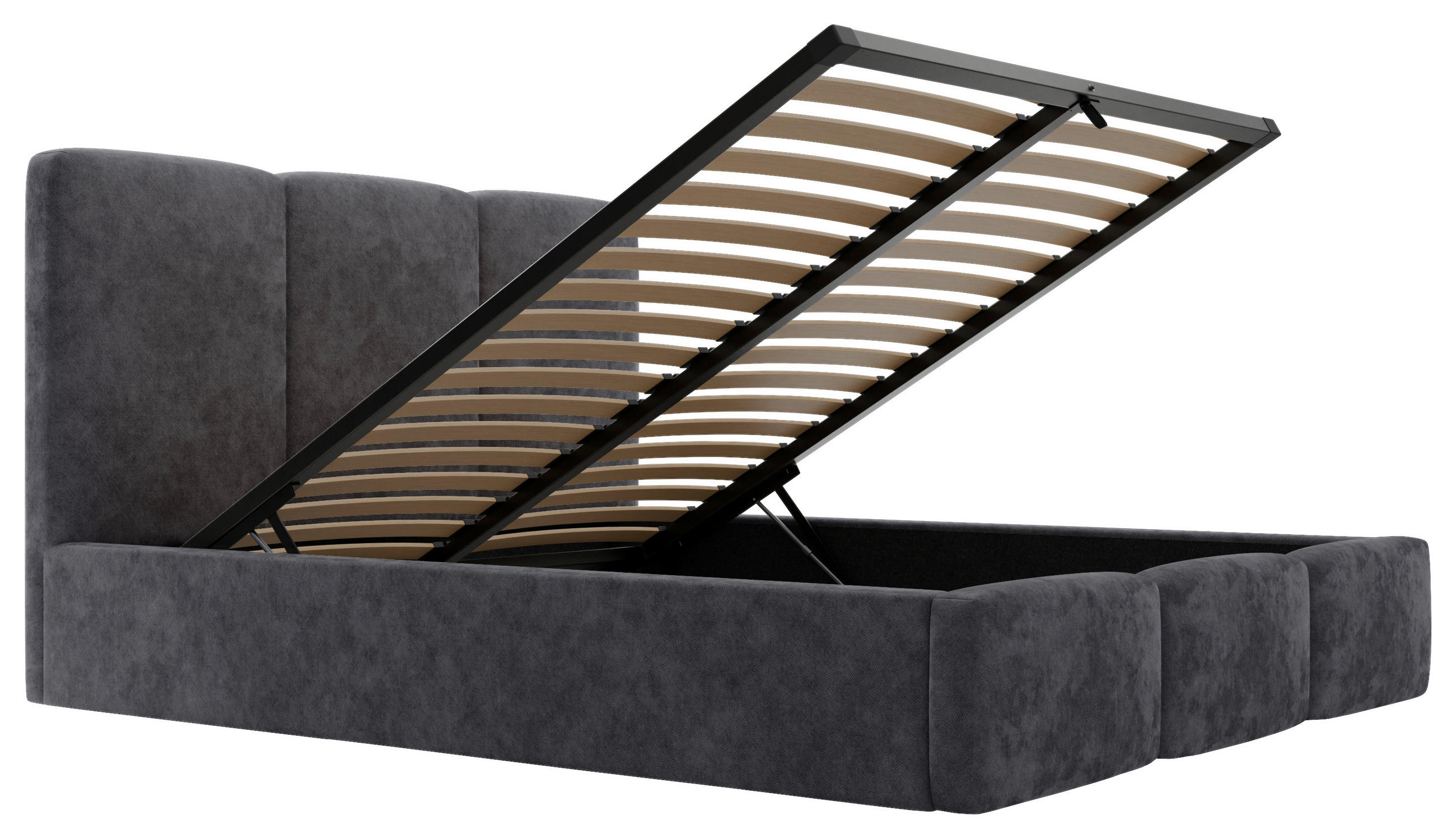 POLSTERBETT Lattenrost, Bettkasten 120/200 cm  in Graphitfarben  - Schwarz/Graphitfarben, Design, Holz/Textil (120/200cm) - Boxxx