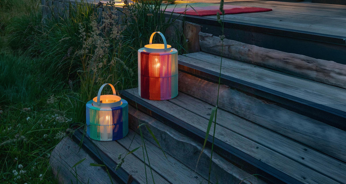 LATERNE - Multicolor, Basics, Glas/Textil (19/24cm)