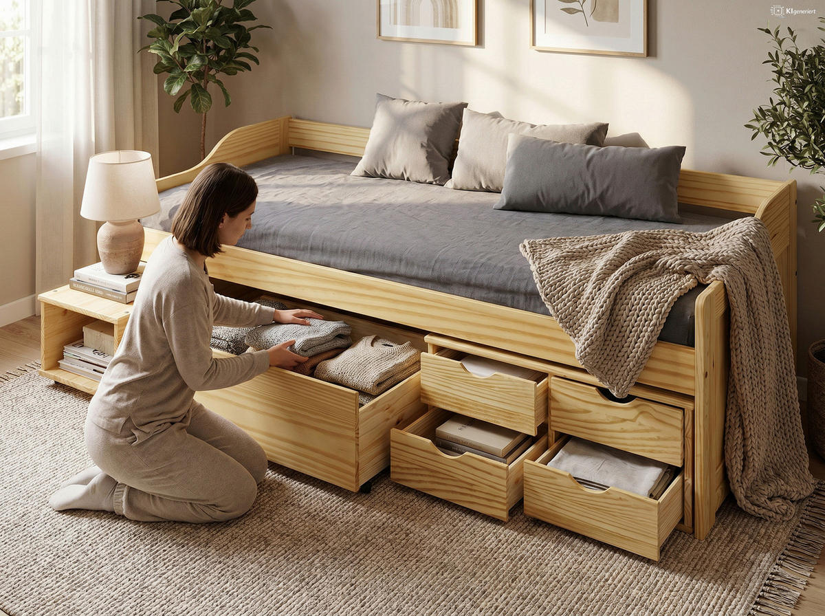 BETT 90/200 cm  in Naturfarben  - Naturfarben, Basics, Holz (90/200cm) - Livetastic