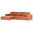 ECKSOFA  in Cord Rostfarben  170/285 cm  - Rostfarben/Schwarz, KONVENTIONELL, Textil/Metall (170/285cm) - Carryhome