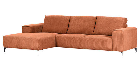 ECKSOFA  in Cord Rostfarben  170/285 cm  - Rostfarben/Schwarz, KONVENTIONELL, Textil/Metall (170/285cm) - Carryhome
