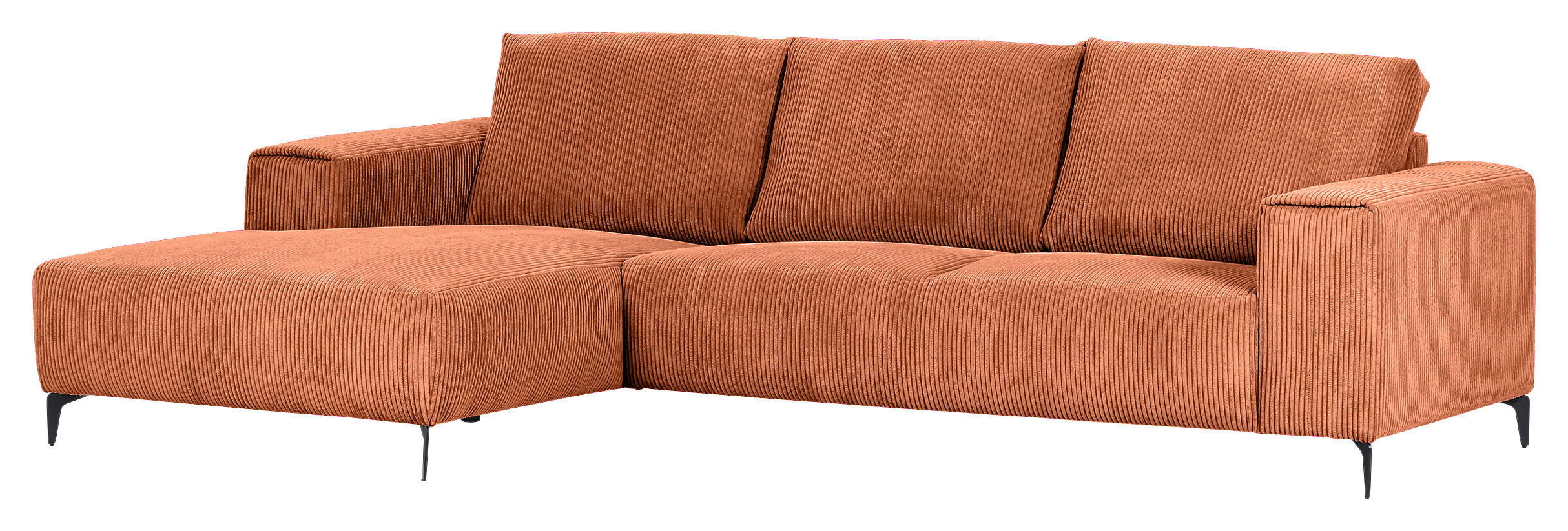 ECKSOFA in Cord Rostfarben  - Rostfarben/Schwarz, Konventionell, Textil/Metall (170/285cm) - Carryhome