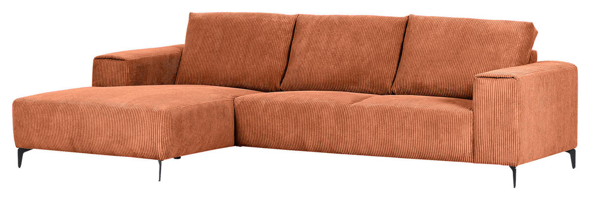 ECKSOFA in Cord Rostfarben  - Rostfarben/Schwarz, Konventionell, Textil/Metall (170/285cm) - Carryhome