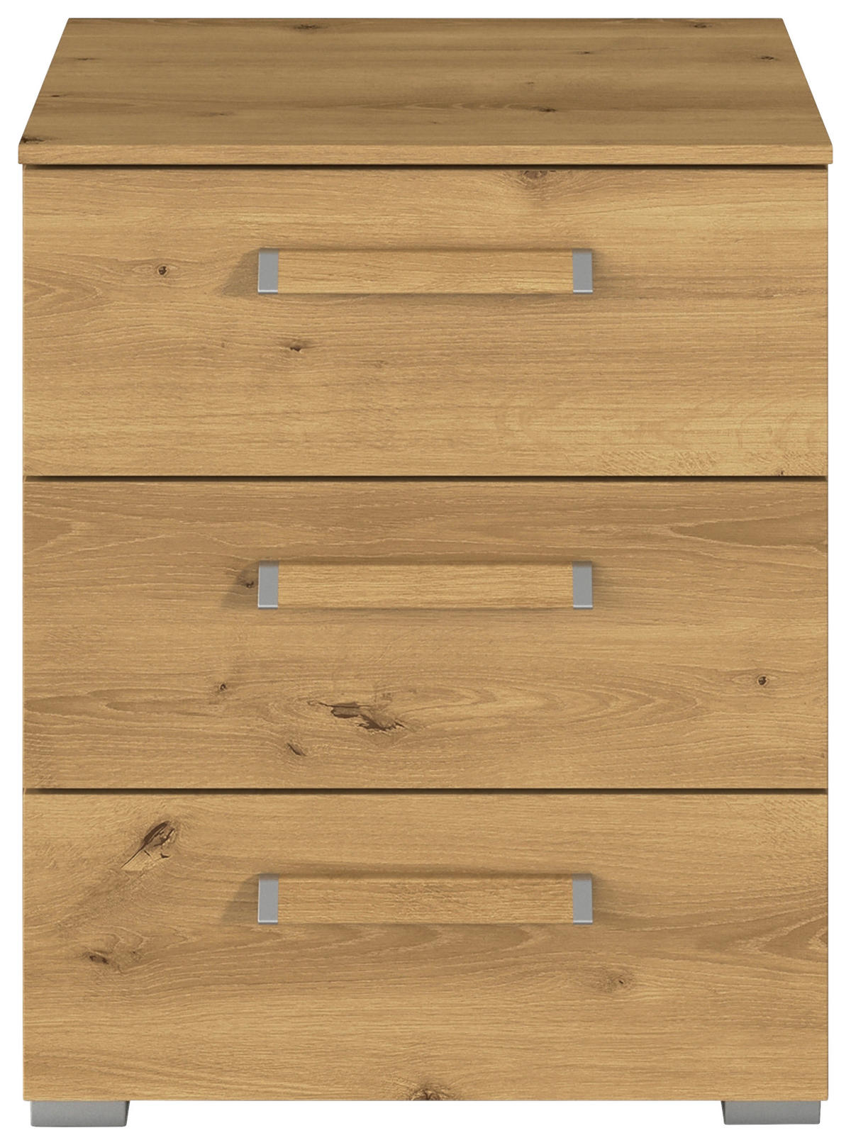 NACHTSCHRANK 50/61/42 cm  - Eichefarben/Silberfarben, Design, Holzwerkstoff/Metall (50/61/42cm) - Novel