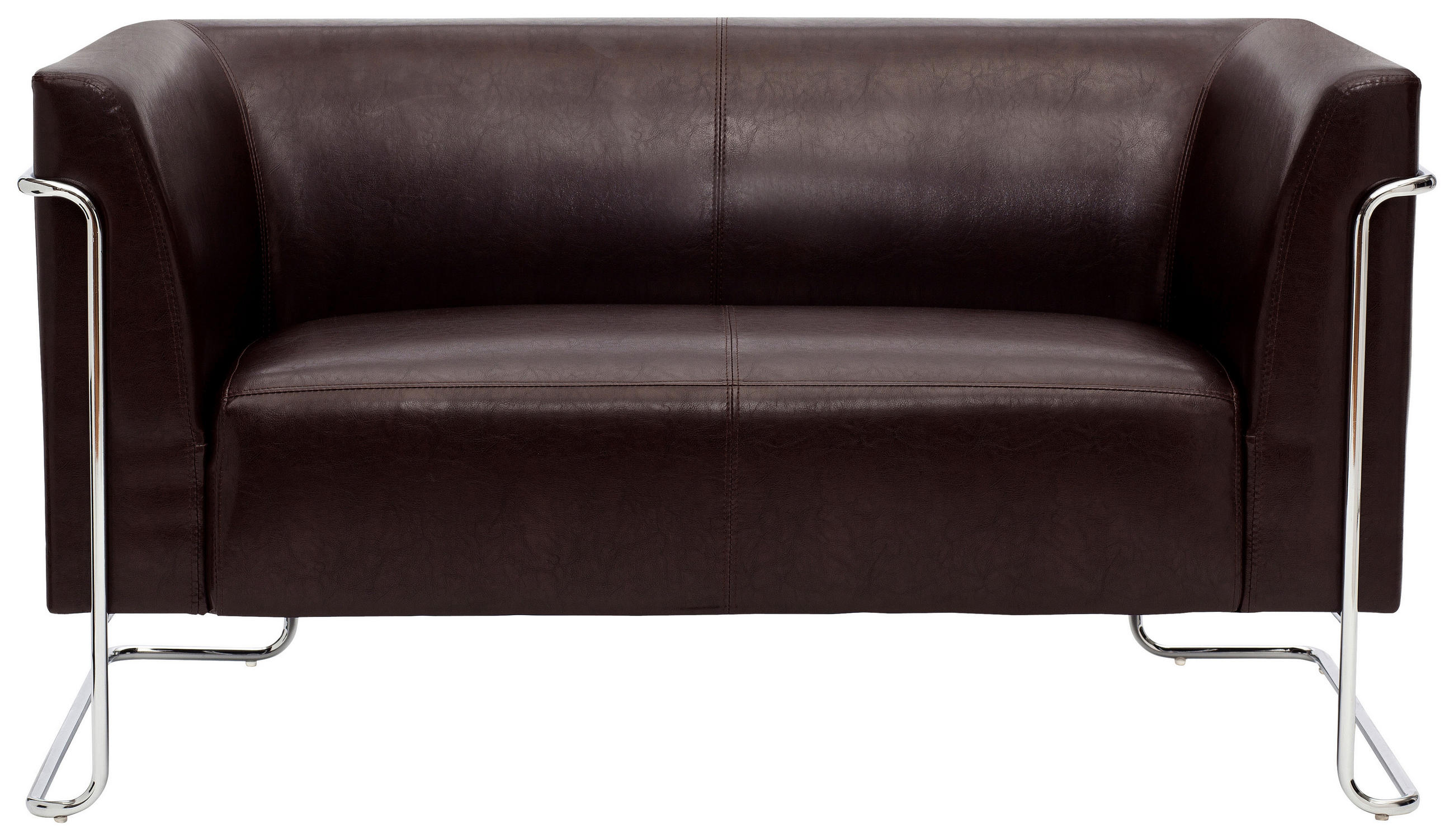 2-SITZER-SOFA Lederlook Dunkelbraun - Dunkelbraun/Silberfarben, MODERN, Textil/Metall (130/71/74cm) - MID.YOU