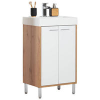 WASCHTISCHKOMBI 50 cm  - Chromfarben/Eichefarben, KONVENTIONELL, Holzwerkstoff/Stein (50cm) - Stylife