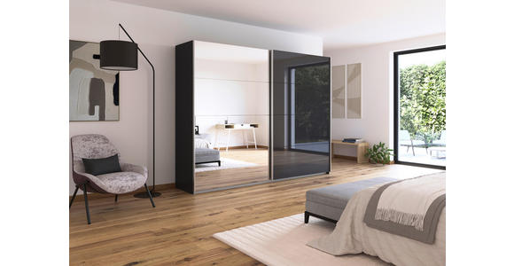 SCHWEBETÜRENSCHRANK  in Grau  - Alufarben/Grau, KONVENTIONELL, Glas/Holzwerkstoff (271/229/62cm) - Xora