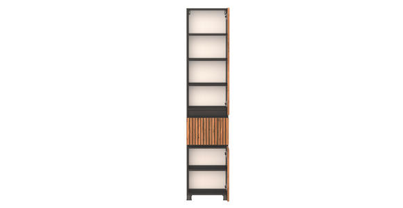 HOCHSCHRANK 40/180/35 cm  - Eiche Wotan/Graphitfarben, Natur, Holzwerkstoff/Kunststoff (40/180/35cm) - Xora