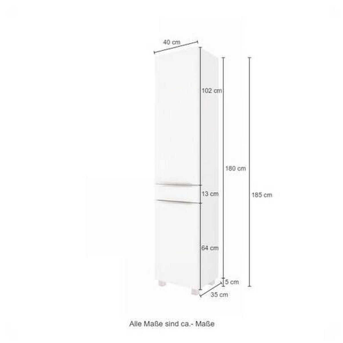 HOCHSCHRANK 40/180/35 cm  - Edelstahlfarben/Silberfarben, KONVENTIONELL, Holzwerkstoff/Kunststoff (40/180/35cm) - Xora