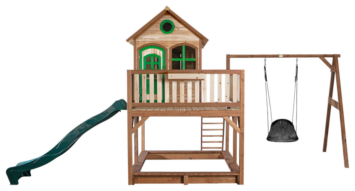 SPIELTURM 613/291/277 cm  - Braun/Weiß, KONVENTIONELL, Holz (613/291/277cm) - Ambia Garden