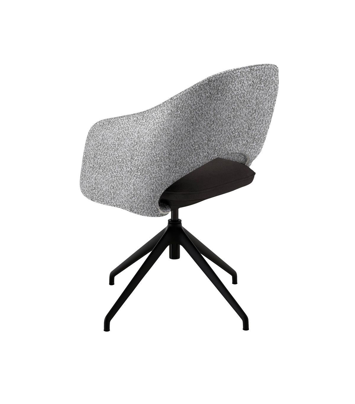 ARMLEHNSTUHL  Stoffauswahl, Wippfunktion, Sitzfläche 360° drehbar, gepolsterte Armlehnen Flachgewebe  - Graubraun/Schwarz, Design, Textil/Metall (63/74-90/57-73cm) - Koinor