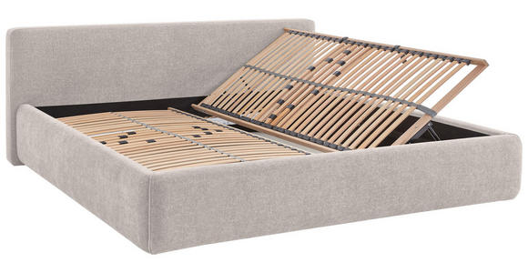 POLSTERBETT Bettkasten, Lattenroste Creme 180/200 cm  - Birkefarben/Buchefarben, Design, Holz/Textil (180/200cm) - Xora