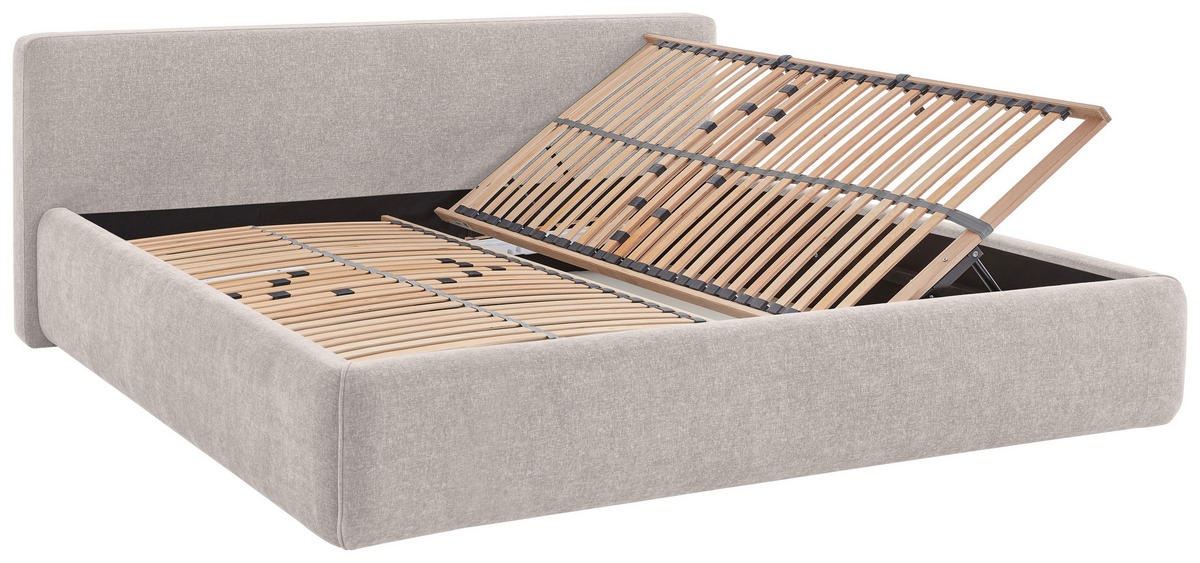 POLSTERBETT 180/200 cm  Creme  - Birkefarben/Buchefarben, Design, Holz/Textil (180/200cm) - Xora
