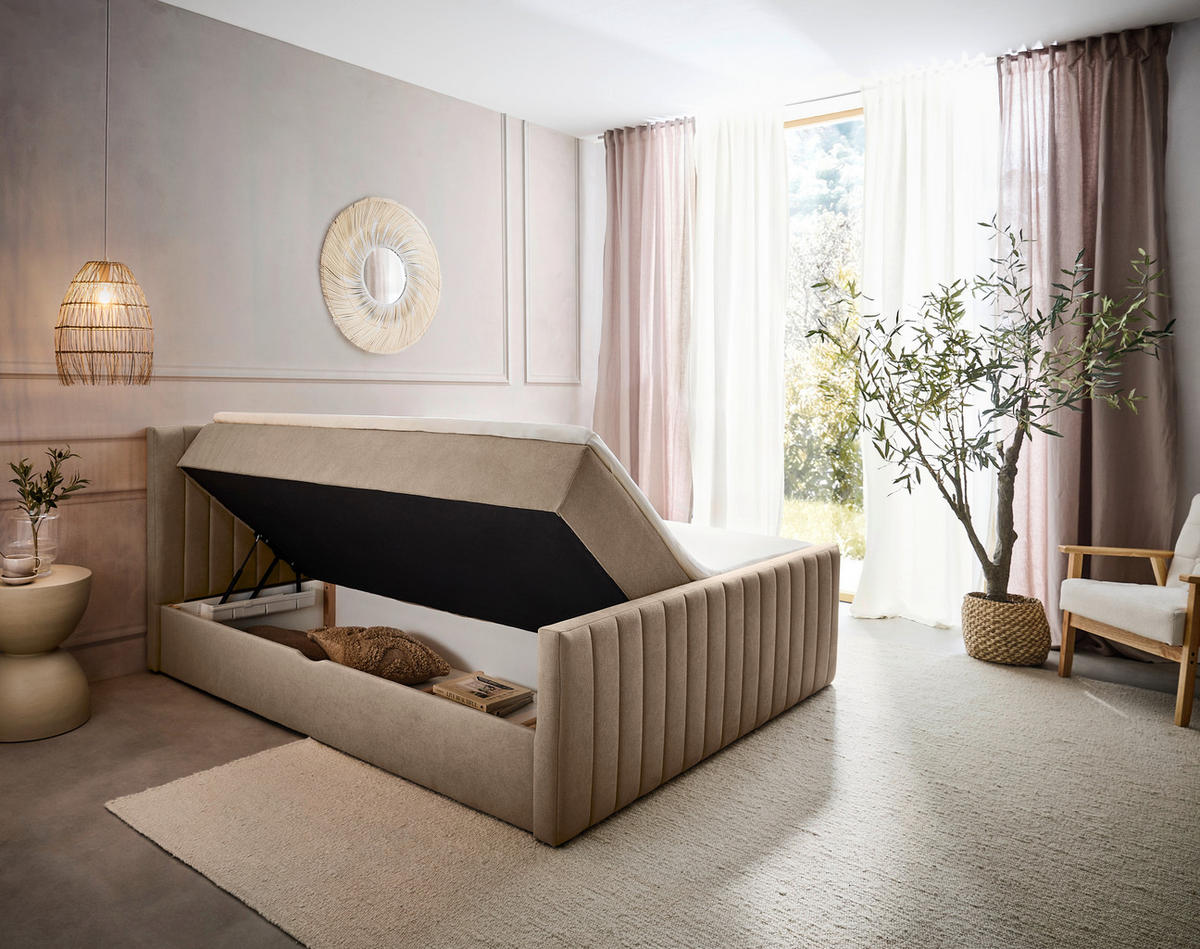 PAT TIP BOXSPRING FĂRĂ ARCURI 140/200 cm  taupe  - taupe/negru, Konventionell, plastic/textil (140/200cm) - Boxxx