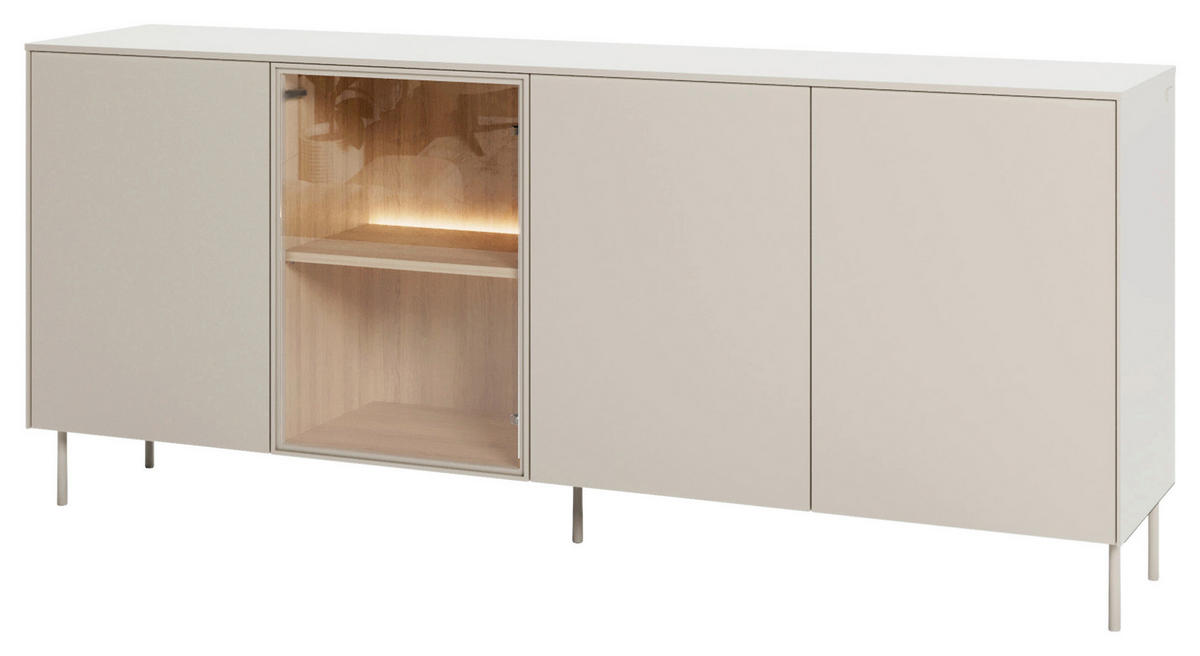 SIDEBOARD 195/83/41 cm Eichefarben, Kaschmir  195/83/41 cm  - Kaschmir/Eichefarben, MODERN, Glas/Holzwerkstoff (195/83/41cm) - Carryhome