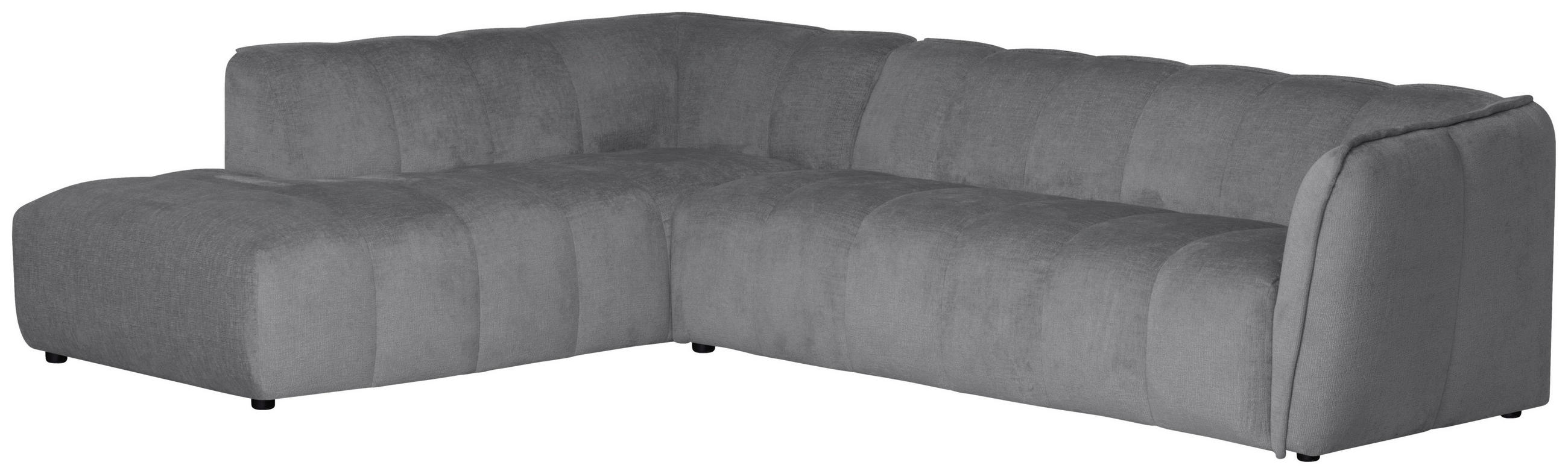 ECKSOFA LIVOLI in Chenille Hellgrau  218/290 cm  - Hellgrau/Schwarz, Design, Textil (218/290cm) - MID.YOU