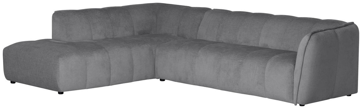 ECKSOFA LIVOLI in Chenille Hellgrau  218/290 cm  - Hellgrau/Schwarz, Design, Textil (218/290cm) - MID.YOU
