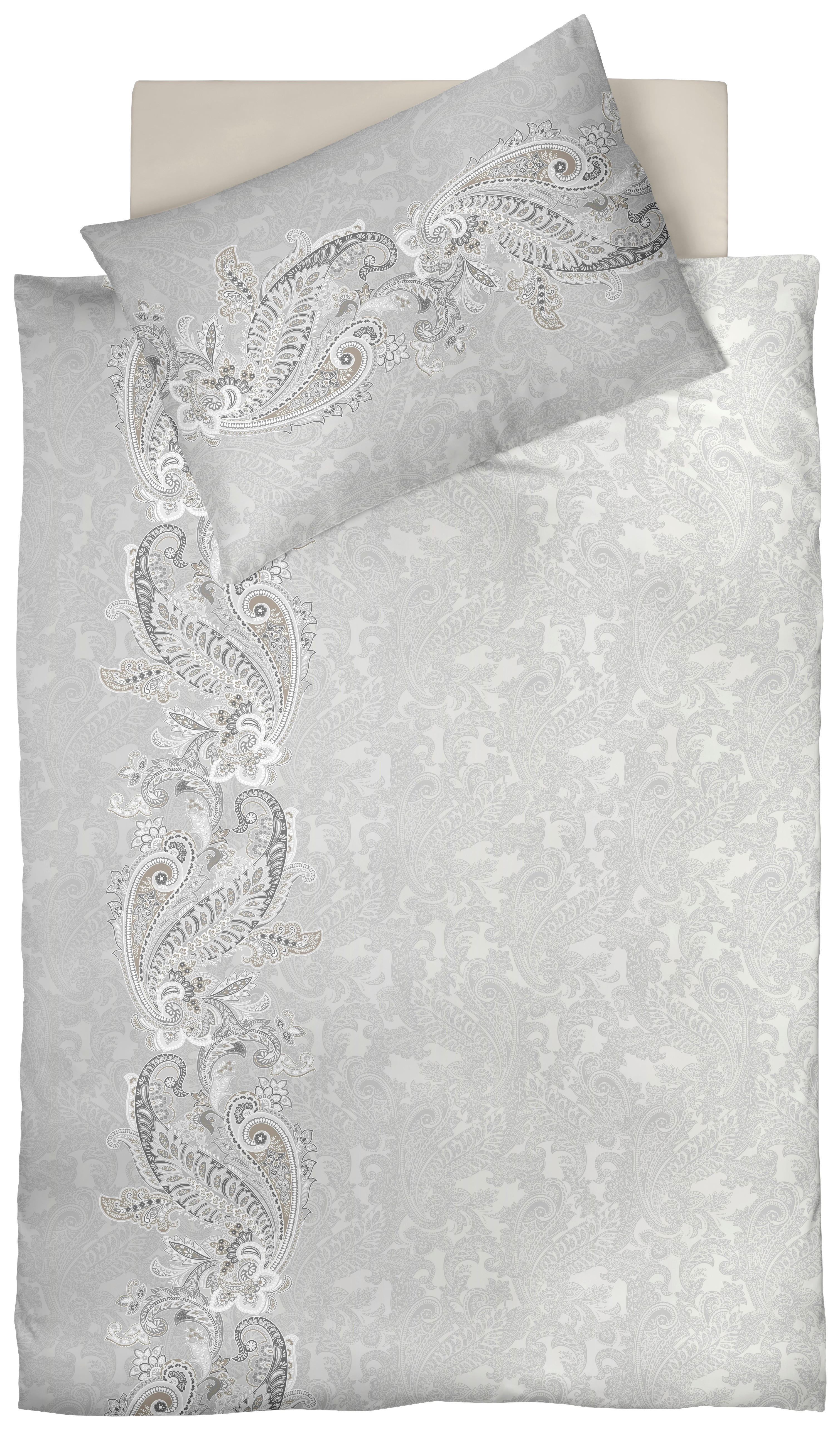 Fleuresse POSTEĽNÁ BIELIZEŇ, makosatén, sivá, biela, 140/200 cm - sivá, biela