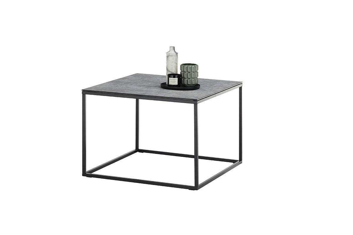 COUCHTISCH Sicherheitsglas 60/60/45 cm quadratisch Grau, Schwarz  - Schwarz/Grau, Design, Glas/Metall (60/60/45cm) - Xora