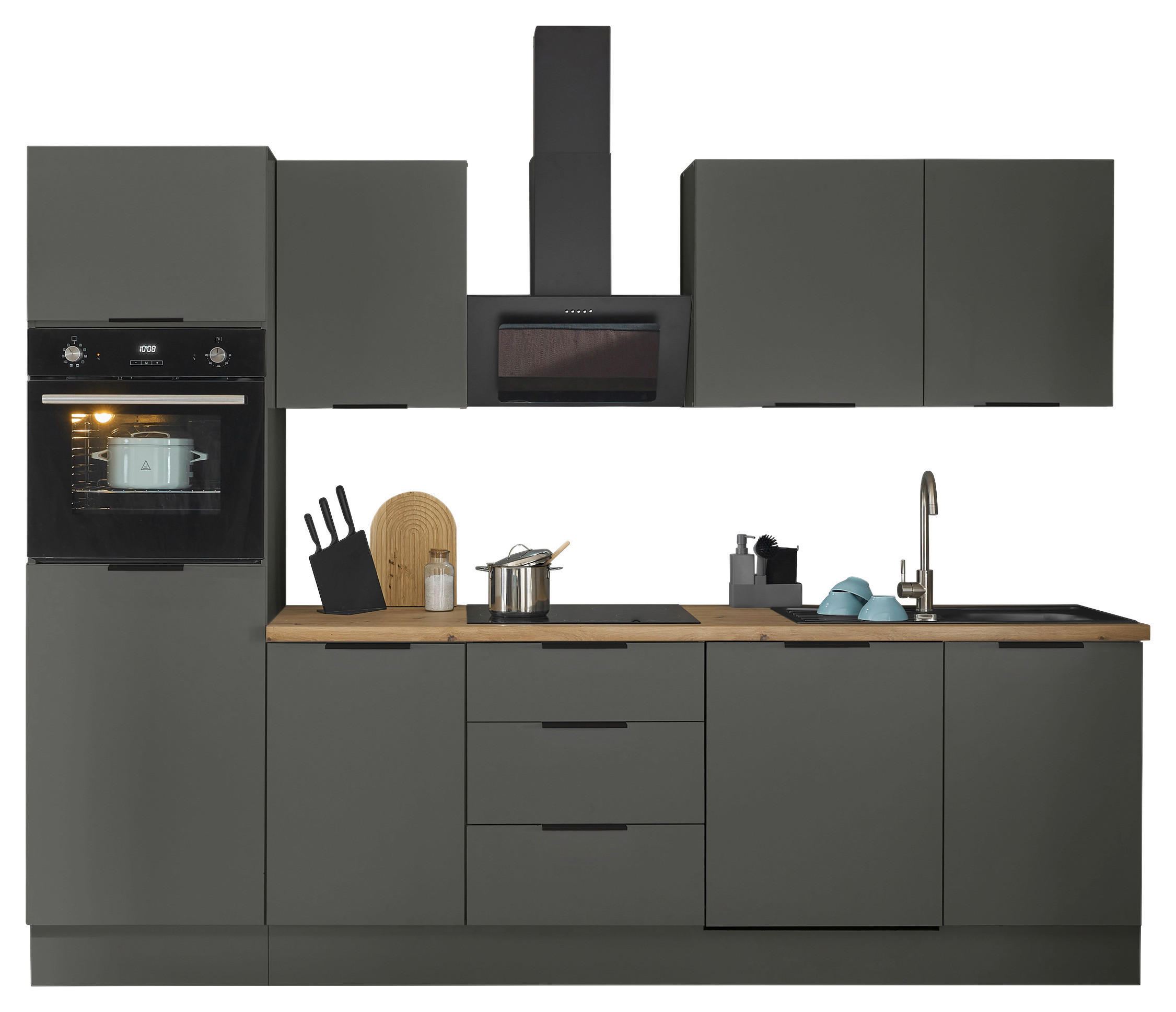 KÜCHENBLOCK   in Graphitfarben  - Schwarz/Graphitfarben, Basics, Holzwerkstoff/Metall (280/211/60cm) - Carryhome
