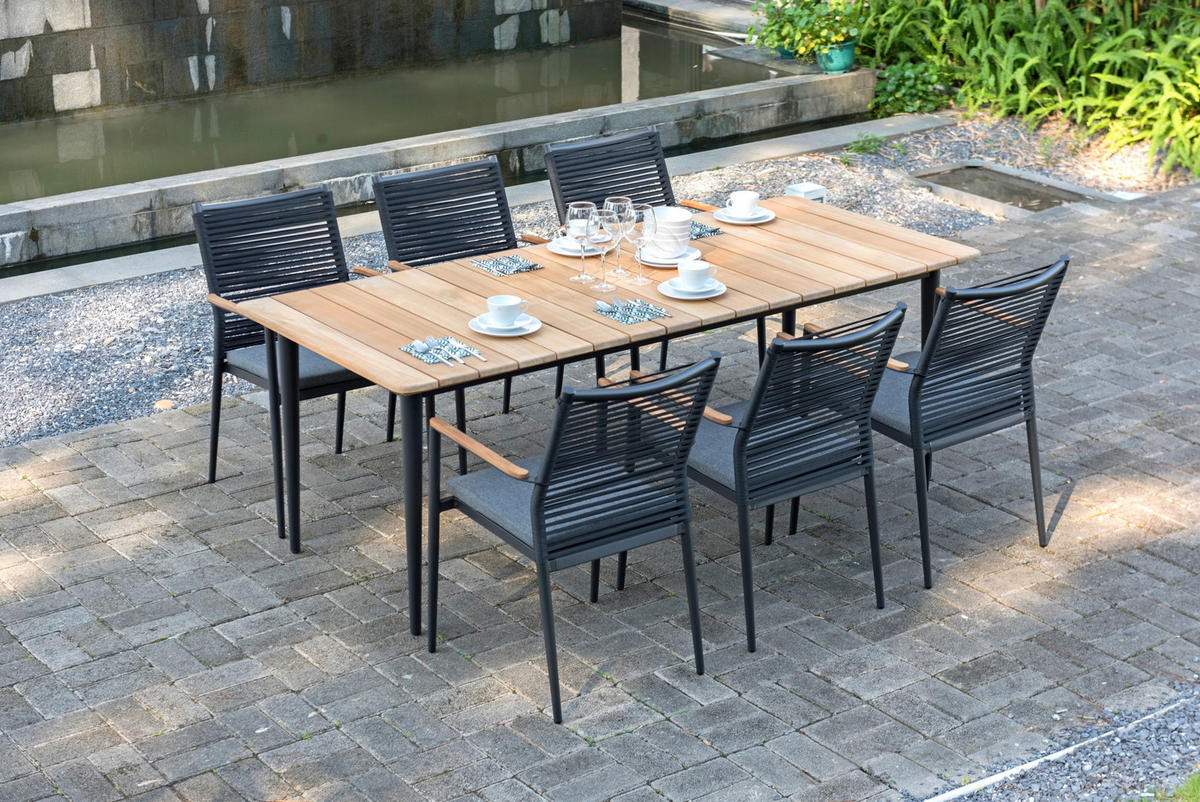 STAPELSESSEL in Holz, Metall, Textil Anthrazit  - Anthrazit/Teakfarben, Modern, Holz/Textil (58/90/58cm) - Zebra 
