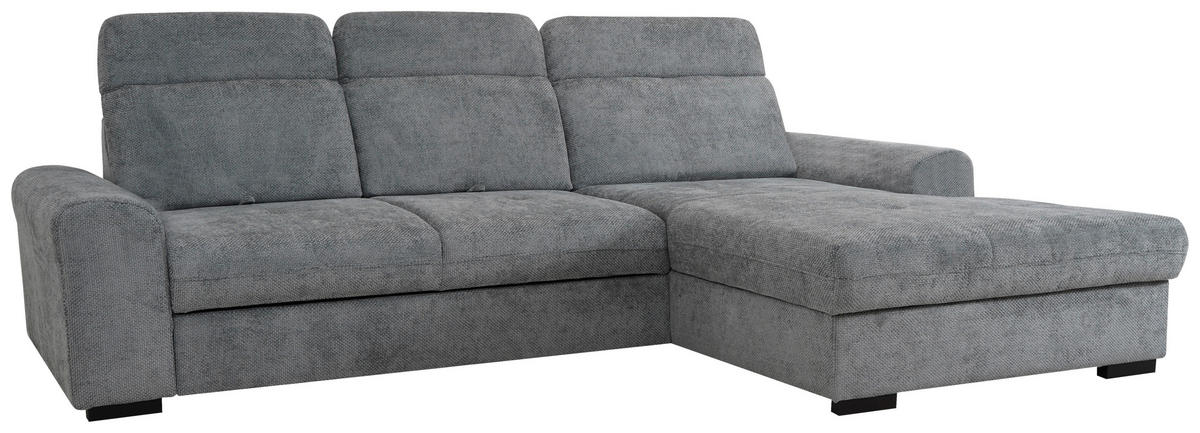 ECKSOFA Grau Chenille  - Schwarz/Grau, KONVENTIONELL, Holz/Textil (286/203cm) - MID.YOU