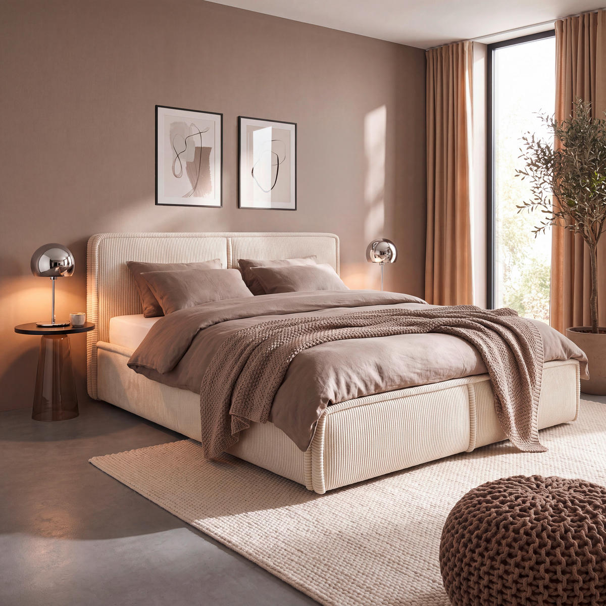 POLSTERBETT 140/200 cm,  in Beige, Lattenrost, Bettkasten,  - Beige/Schwarz, KONVENTIONELL, Holz/Kunststoff (140/200cm) - Chameo