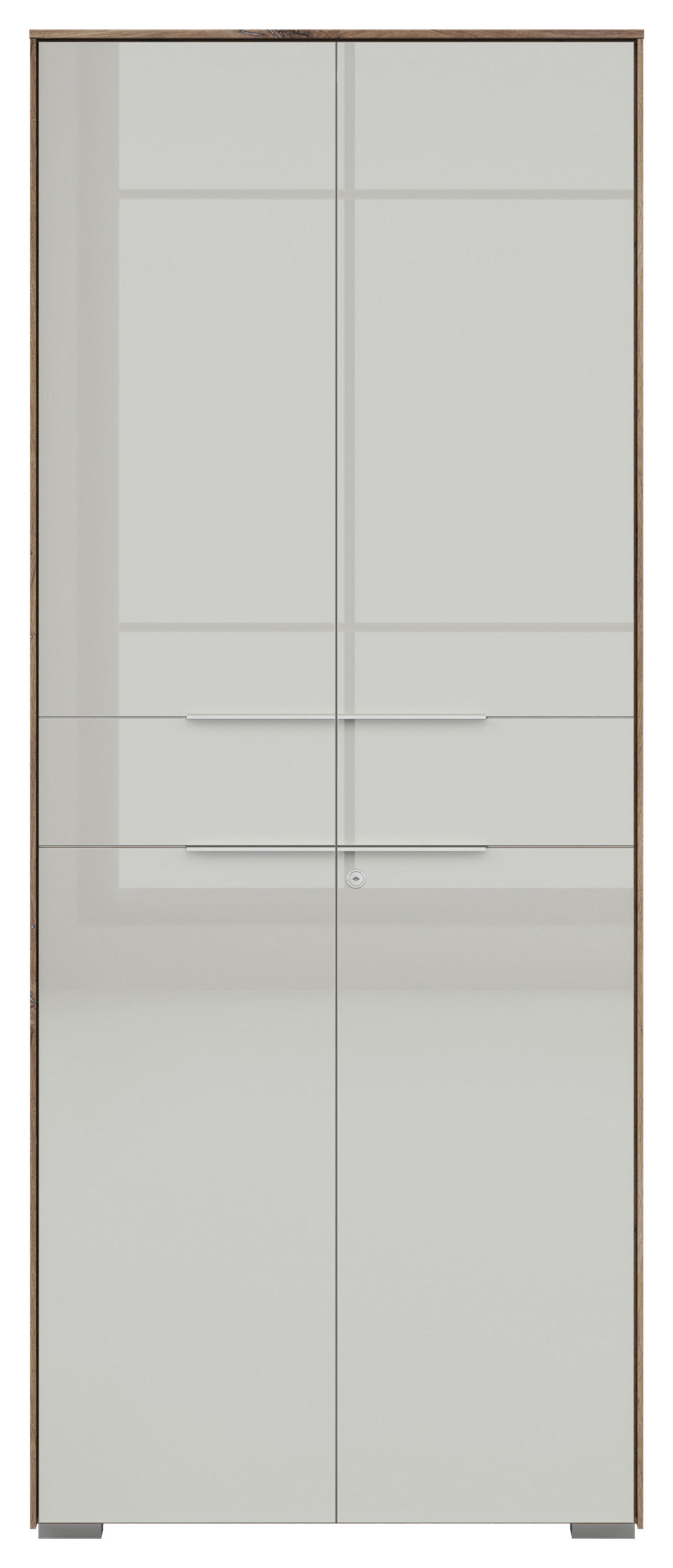 AKTENSCHRANK Hellgrau, Eiche dunkel  - Eiche dunkel/Hellgrau, KONVENTIONELL, Glas/Holzwerkstoff (81/199/37cm) - Voleo