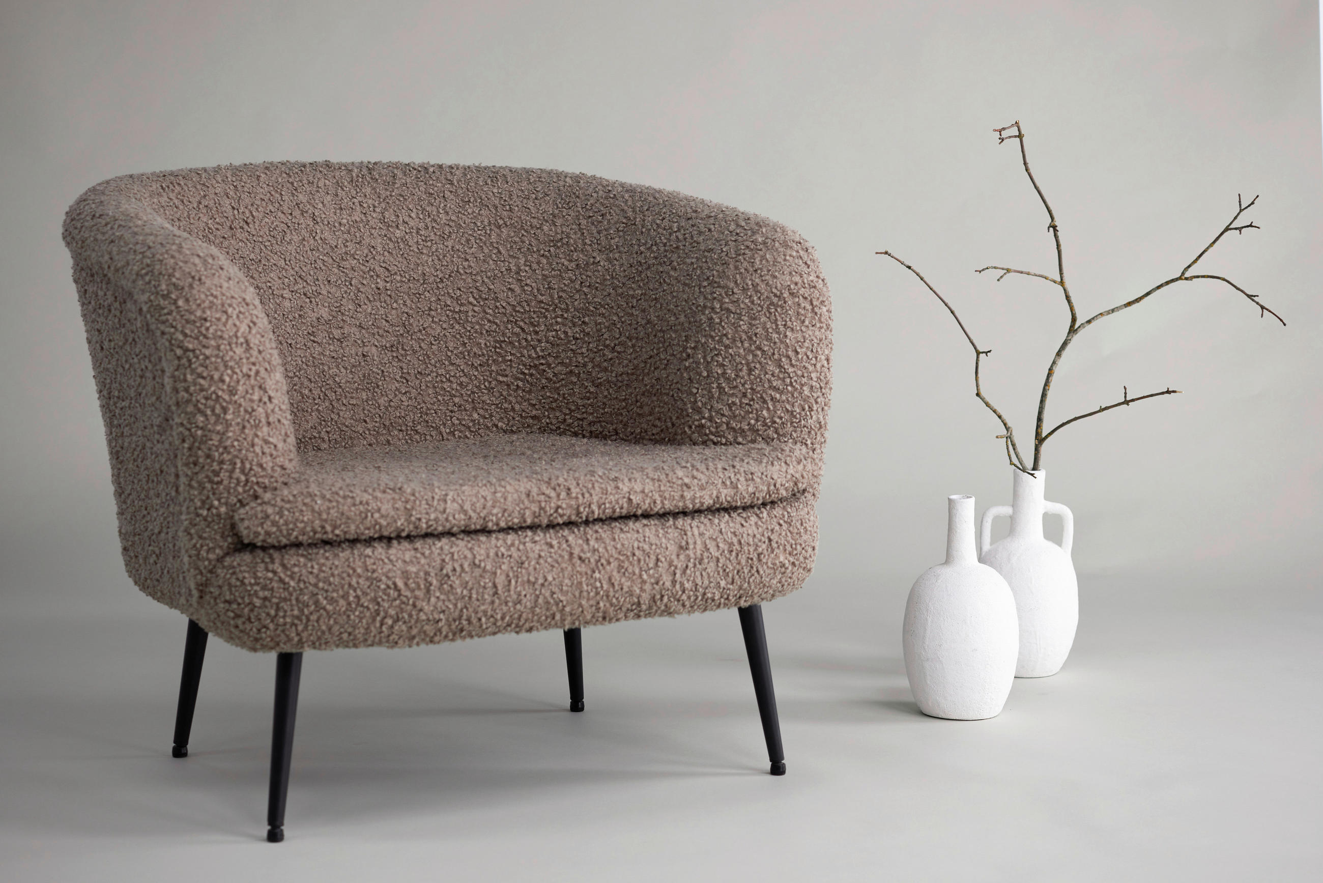 SESSEL in Teddystoff Schwarz, Hellbraun  - Hellbraun/Schwarz, Design, Textil/Metall (81/75/80cm) - Livetastic