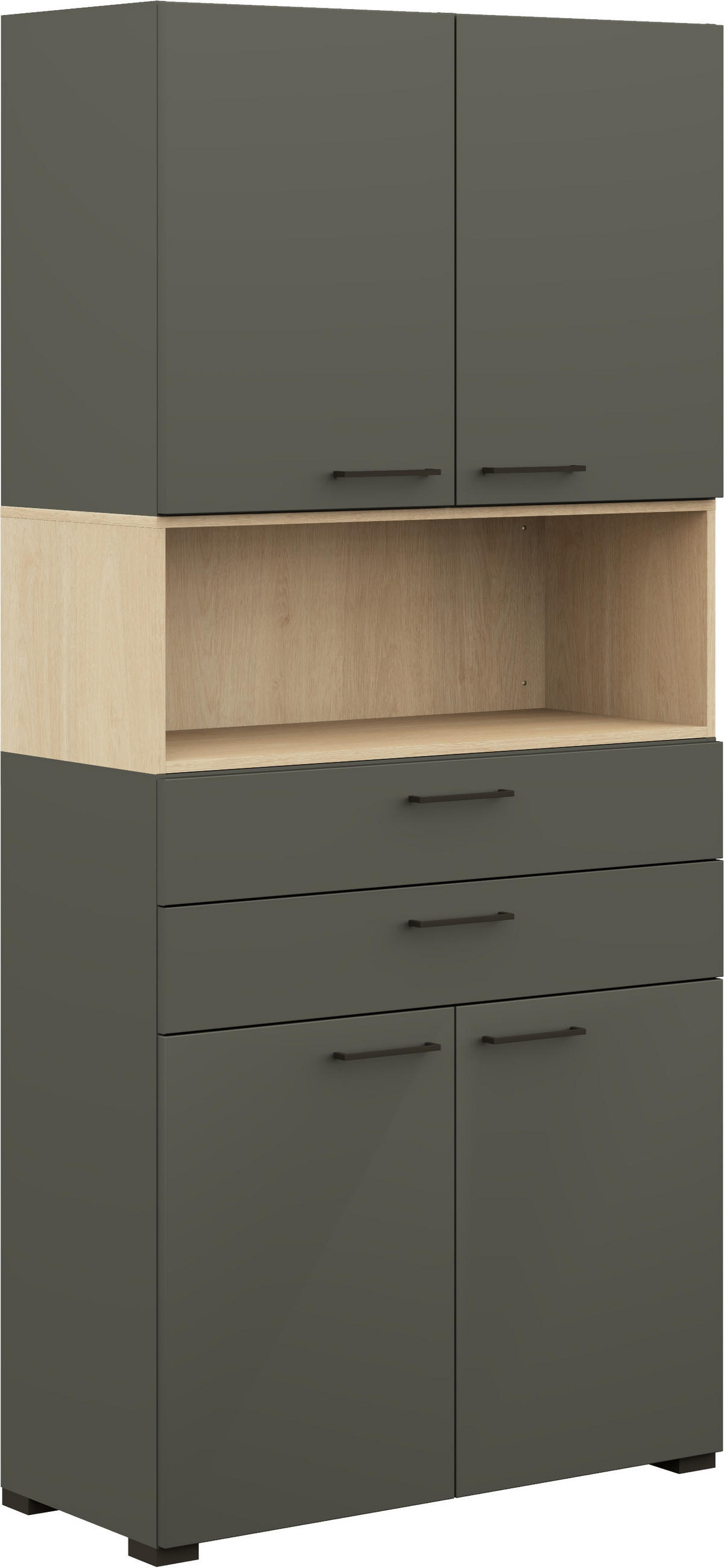 DREHTÜRENSCHRANK 100/213,6/42 cm 4-türig Graphitfarben, Eichefarben  - Eichefarben/Anthrazit, Basics, Holzwerkstoff/Metall (100/213,6/42cm) - Cantus